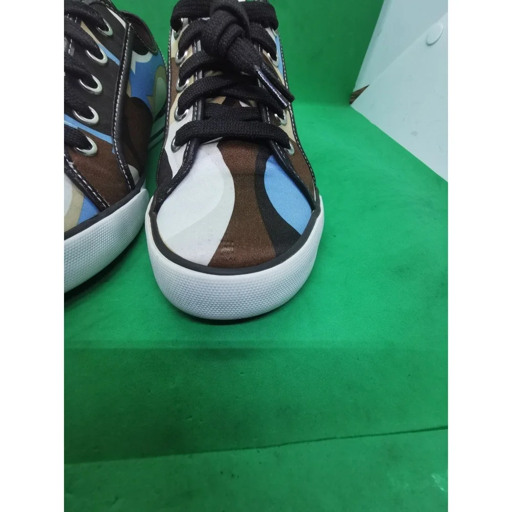 Coach Dalia Signature Canvas Sneakers Women Size 8.5M Brown Blue Cream Shoes